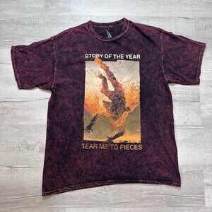 Story of the Year T-Shirt Men's Large 2023 Tour Band Tee Tear Me to Pieces Red